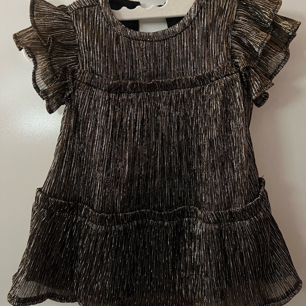 Metallic Ruffle Sleeve Dress